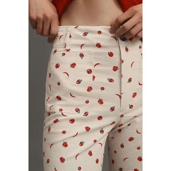 Anthropologie The Colette Cropped Wide-Leg Trousers by Maeve: Printed Linen Edit - Picture 3 of 10